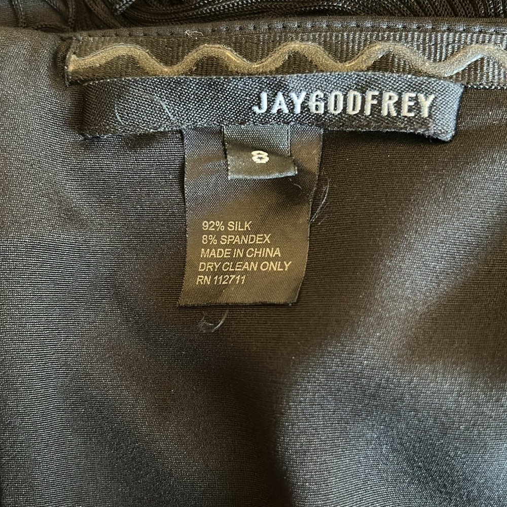 Jaygodfrey black silk fringe skirt size 8 - Picture 8 of 8